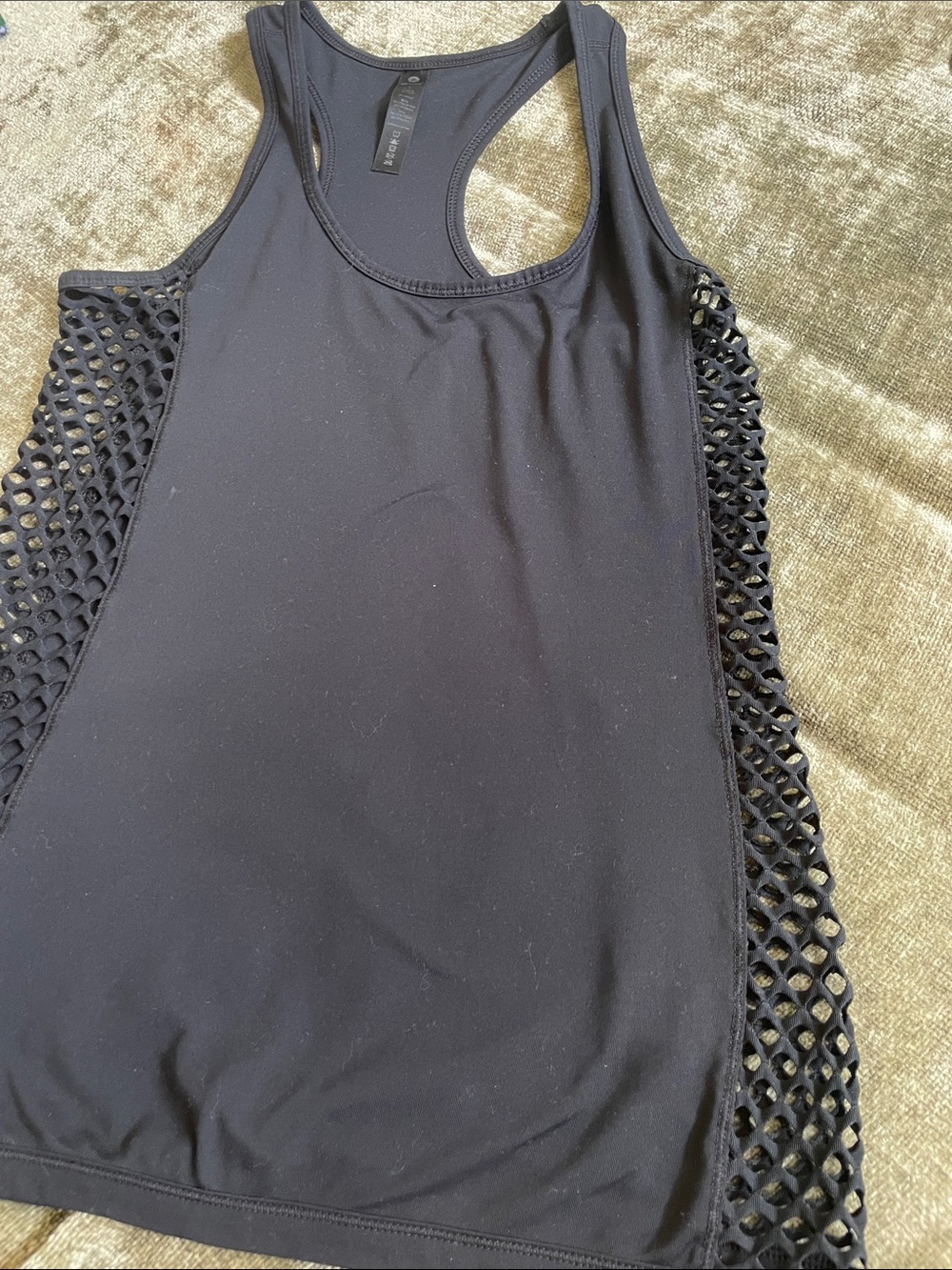 Black Racerback Tank with Mesh Lattice Side Panels